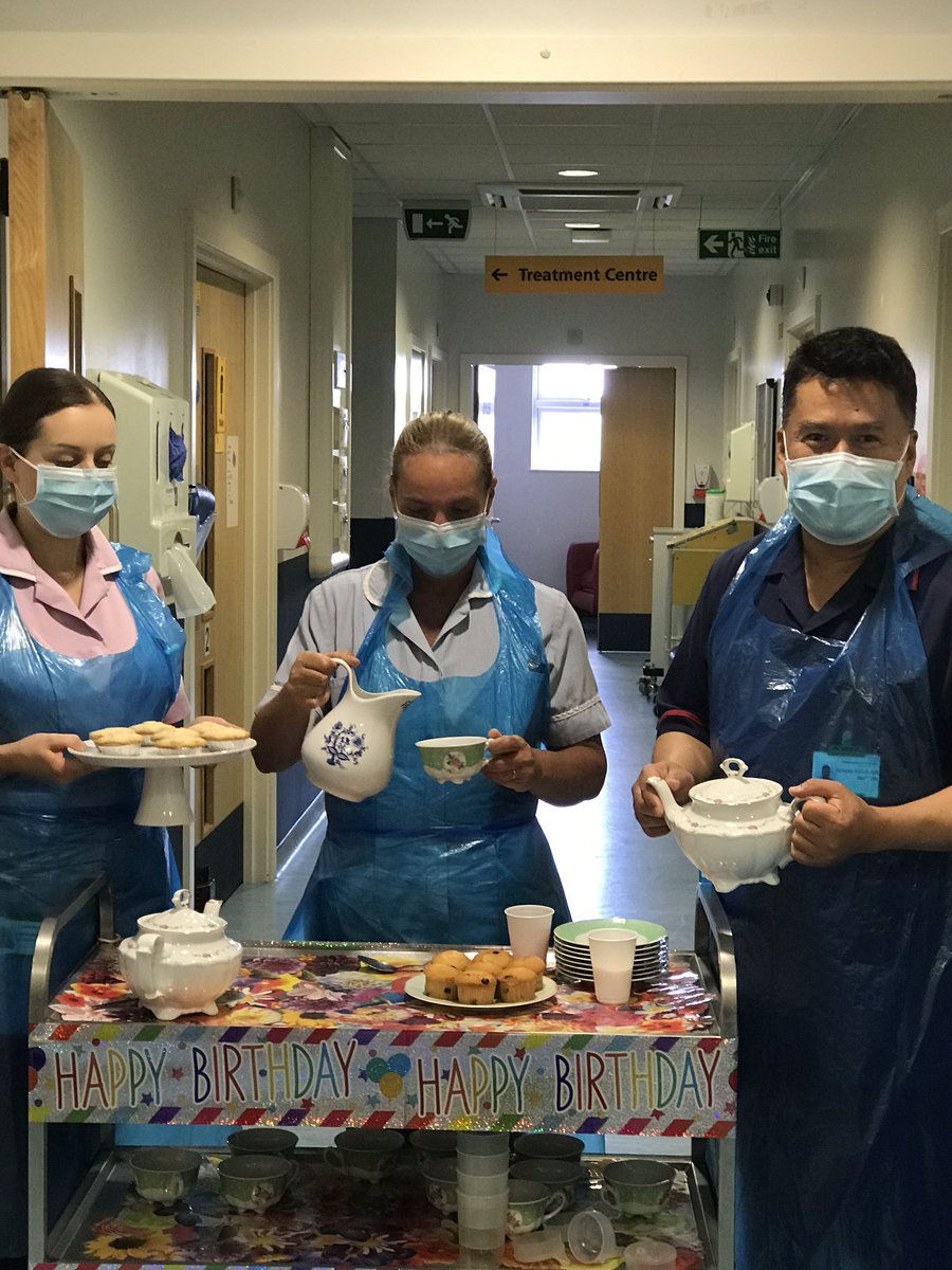Pampering our patients with “Posh Tea Rounds” Sunday to celebrate NHS 72’nd birthday (recognising, reflecting and remembering) Thank you to our NHS, from DDU team 🥰