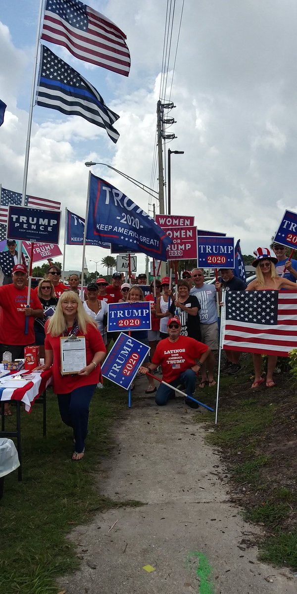 LauraCDuval's tweet photo. That's what I call back up! I don't think anyone would dare try to me run me down at this voter registration table with these Patriots backing me up!#LeadRight #CAT5Cavalry #TurnDuvalRed https://t.co/m8FUiuZ1jq