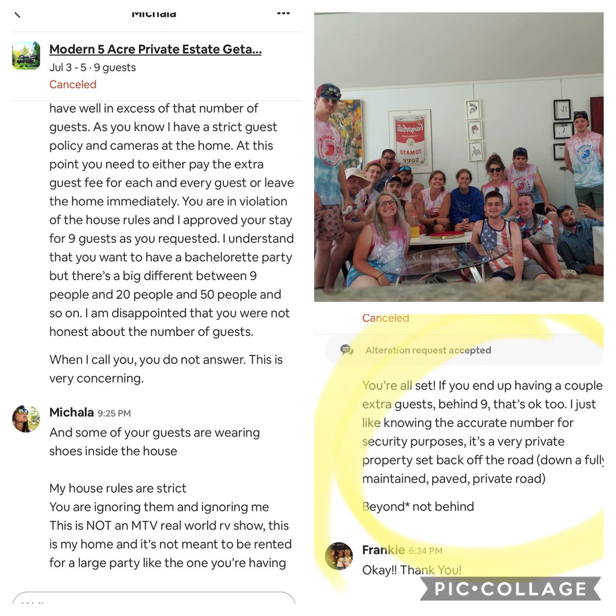 SupFranks's tweet photo. dont worry @AirbnbHelp @Airbnb was a me to call me yesterday when the host kicked us out because we had “over 23-25-30-50 people” when in reality there was 15! WITH HER PERMISSION! I have it in writing!!!! Not okay! https://t.co/xleFcFAABq