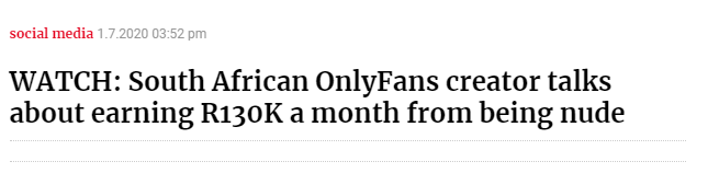 It& #39;s 2AM, you send your boyfriend a fire set of nudes. He replies with "K". He& #39;s also a member of "brunch with Jay-Z" Twitter. You deserve so much better. You see the headlines - the numbers look insane. Would you sell a couple of feet pics for $30 (R500)? Not that simple...