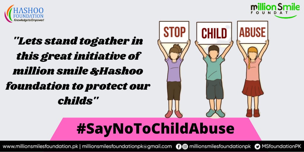 AleezayMS's tweet photo. Let's stand together in this great initiative of @MSfoundationPK  and #HashooFoundation to protect our childs
#SayNoToChildAbuse https://t.co/A6K1kJq5mJ