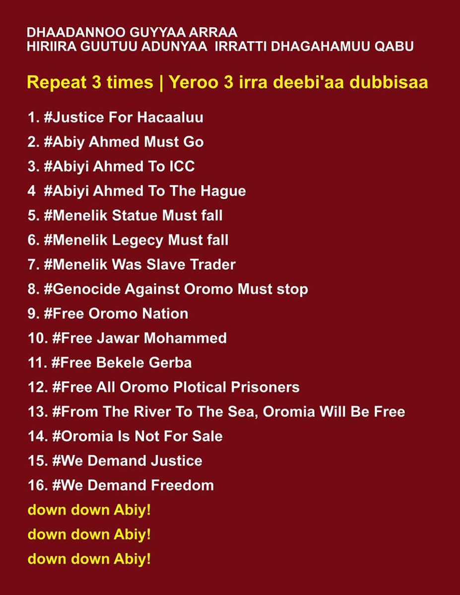 KaasimArsii's tweet photo. #oromoRevolution
#oromoprotests
#abiiy is killer
#abiiy must go #jawar Muhammad
#hamza borana
#bakele gerba
#oromia media network
#all our journalists oromia media network https://t.co/nslKq1fbA0