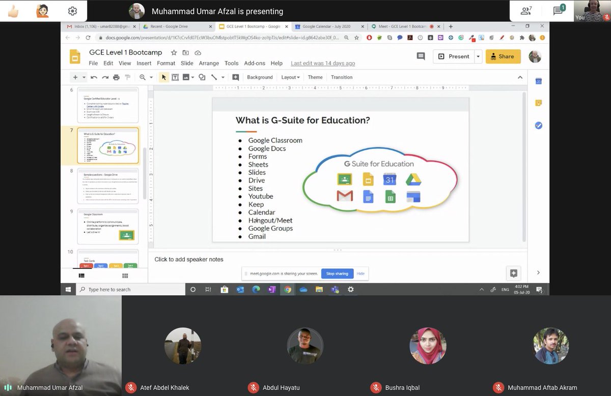 AmmanGEG's tweet photo. Join #GEGAmman #GoogleET @mumar_afzal, walking through the top tips for using @gsuite's #GoogleMeet, at the #Pakistan #GoogleEDU #GCEL1 #BootCAMP!
Join us #LIVE now ⏯️ https://t.co/CYKLW3qo5E!
#empower #inspire #share #learn #GooglePL #BetterTogether #GrowWithGoogle https://t.co/2veGFtRmuw