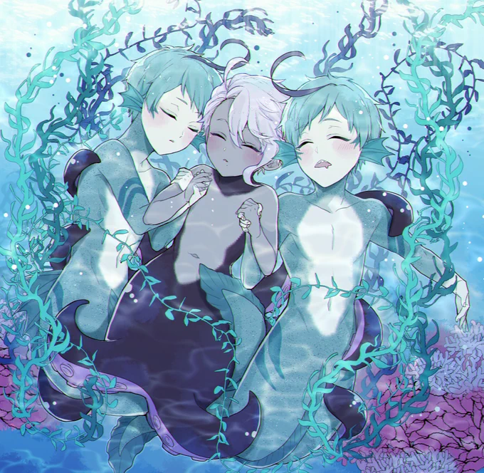 小さいから流されないようにおててつないで海藻にくるまって寝る 