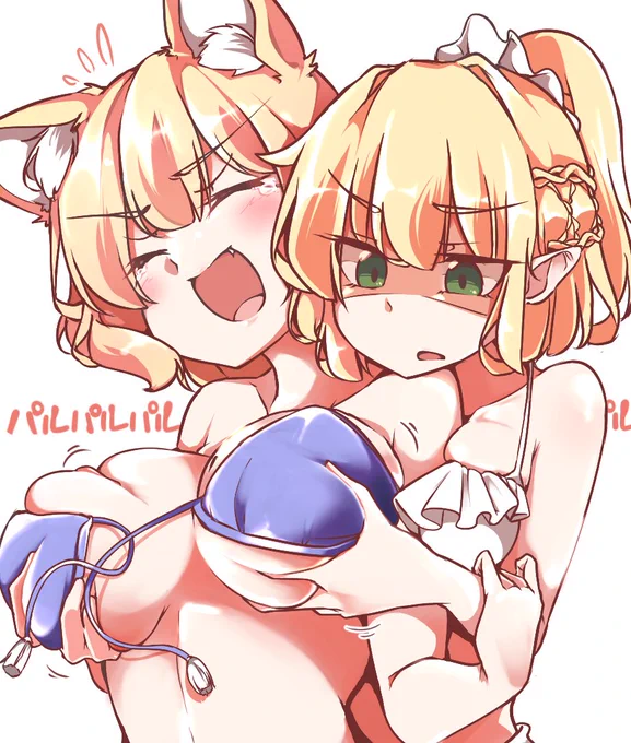 #ビキニの日
過去絵から藍パルビキニ絵です? 