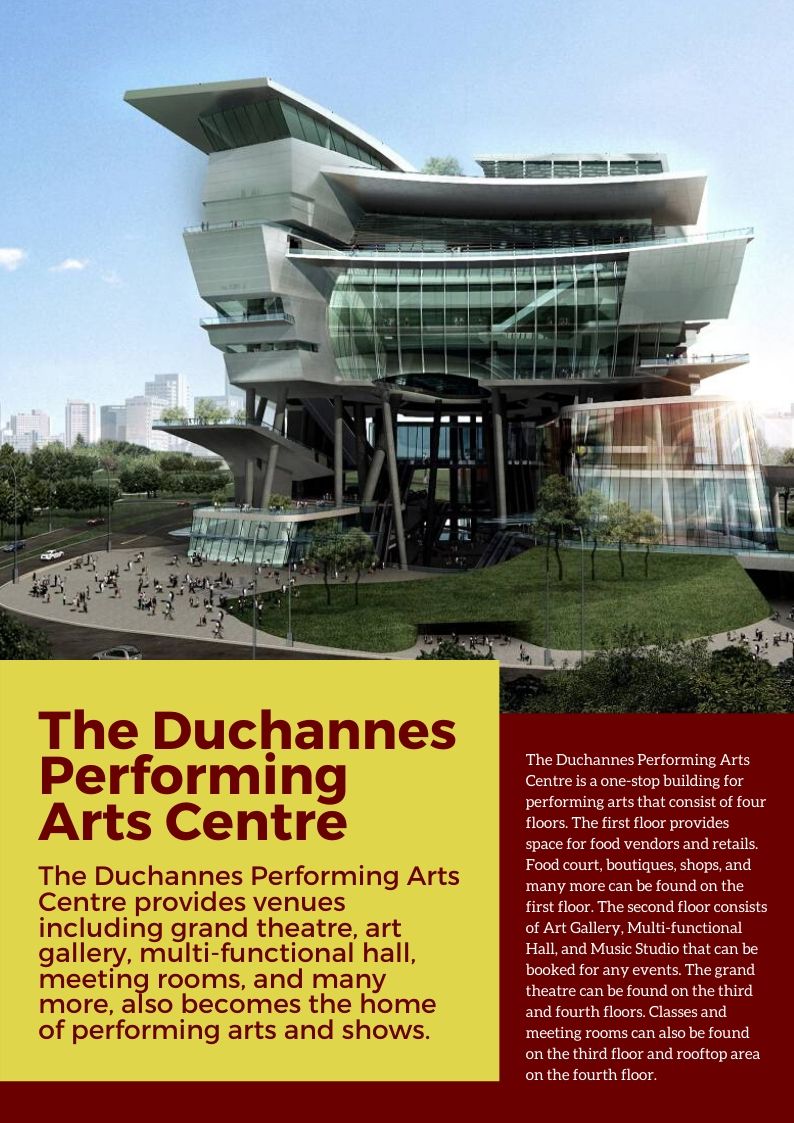 ㅤ
The Duchannes Performing Arts Centre aims to become a one-stop building of performing arts and a vibrant civic node.

The Duchannes Performing Arts Centre allows an array of rich and varying activities to take place inside the building whilst maintaining functionality.
ㅤ