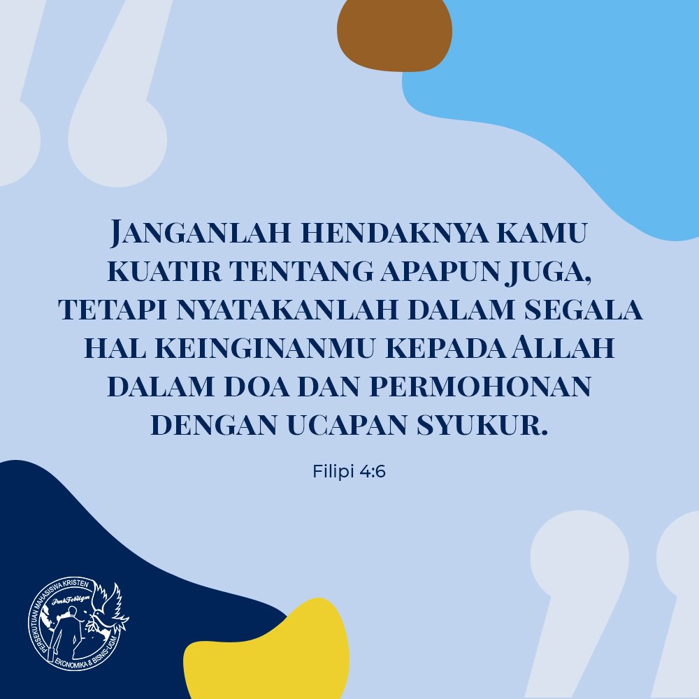 PMKFEBUGM's tweet photo. Malam, sobat PMK✨
Khawatir? Nggapapa, manusiawi kok 🤗 tapi ingat selalu untuk mempercayakan hidup pada Tuhan, sebab tidak ada yang sulit bagiNya untuk menolong. Yang perlu kita lakukan adalah berdoa sepenuh hati dengan ucapan syukur 👍

OK? https://t.co/GlcI4q4pry