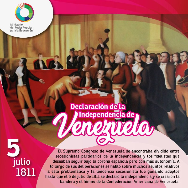 #Efeméride | #05Jul |🇻🇪| Hace 2️⃣0️⃣9️⃣ años se firmó el Acta de la Declaración de Independencia de Venezuela, convirtiéndose esta nación en la primera de Iberoamérica en declararse independiente, un acontecimiento que marcó el nacimiento de la Nación <a href="/NicolasMaduro/">Nicolás Maduro</a> @psuvaristobulo