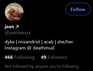 Part 12/ Left: Marxist Leninists, Tankie for CCP, Pronouns (Homosexual, Self Hating about being White British Male, Supports BLMRight: Hammer&Sickle, Misandrist (Hater of Men), ACAB (Hater of Cops), Prounouns and Dyke (Homosexual)