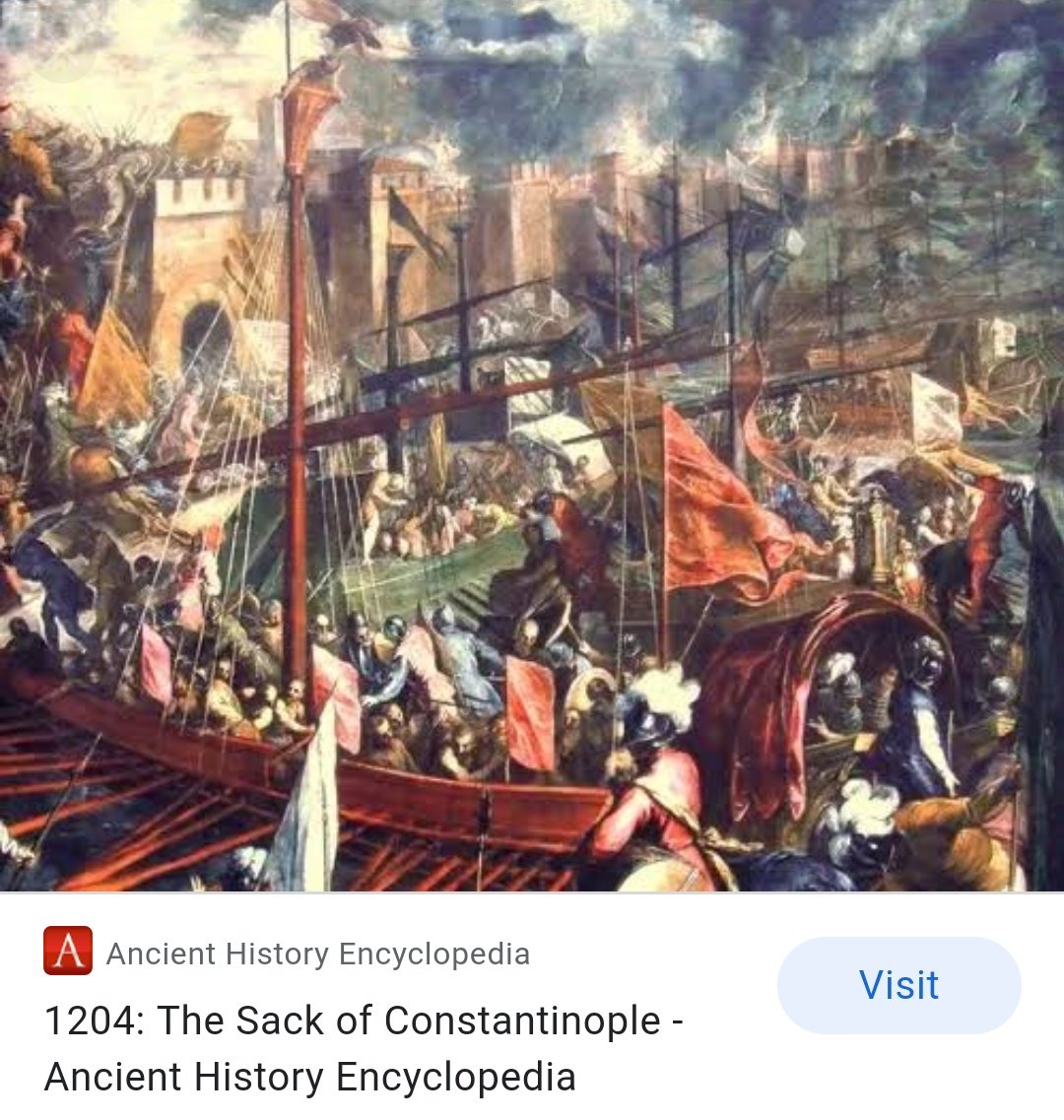 But the real story of significance unfolded with the sack of Constantinople in early 1200s. The city was looted and ransacked. A number of glassmakers from the region fled the city and settled in Rome. (10/35)