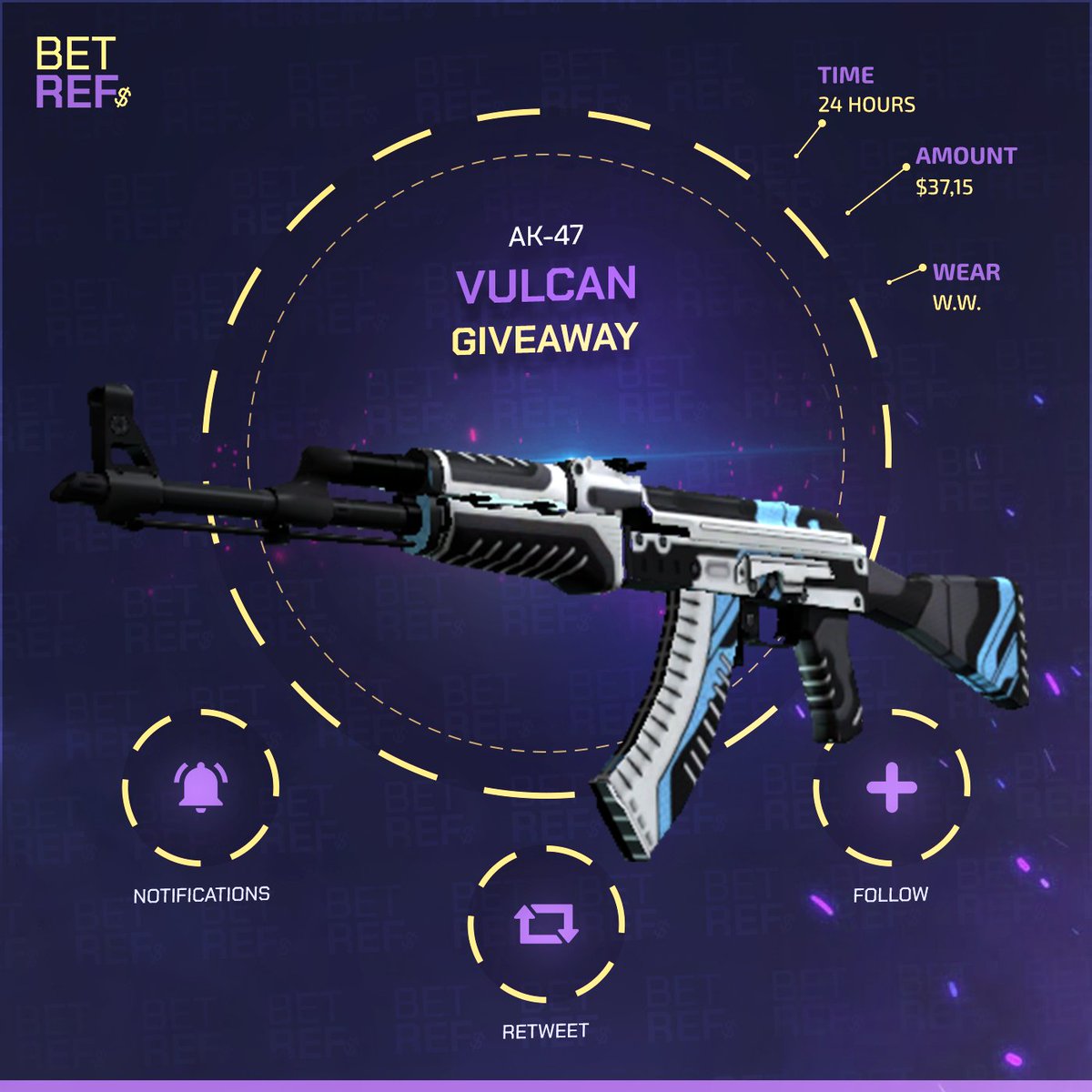 betrefscom's tweet photo. $37 GIVEAWAY! 🔥

AK-47 Vulcan!

✅ Retweet 
✅ Follow us &amp; @Skinawayscom 
✅ Visit https://t.co/4ObIyqjJPI
✅ Tag a Friend

24-HOURS! ENTER NOW https://t.co/AfCrMvcl7q
