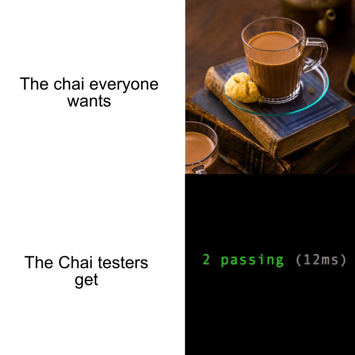 shah_apal's tweet photo. Testers irl

#meme #memes #programming #programmingmeme #humour #programerhumor #testing #testers #chai https://t.co/10FdmChbqt