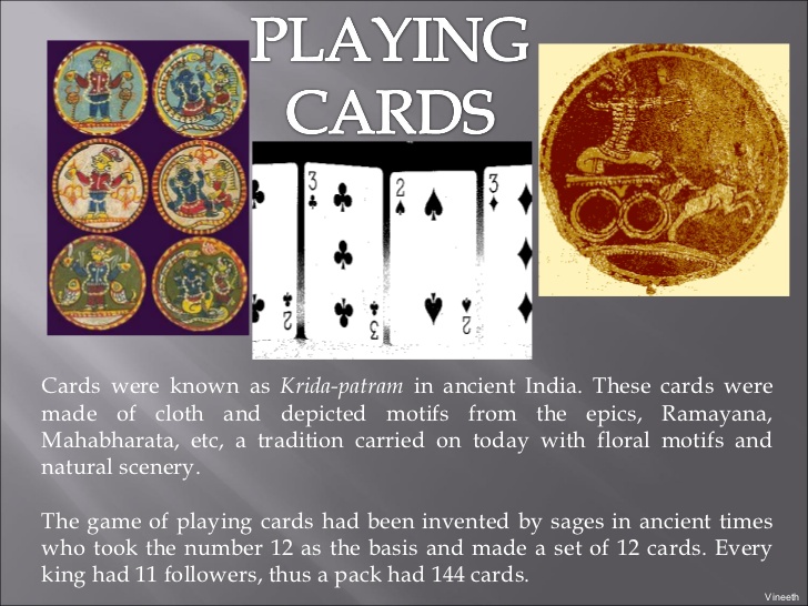 This  #Thread is about Indian Sports and Games Followed by world** India invented Card Game called suits. ** KRIDAPATRAM which also means "painted rags for playing" is an ancient suits game** see image