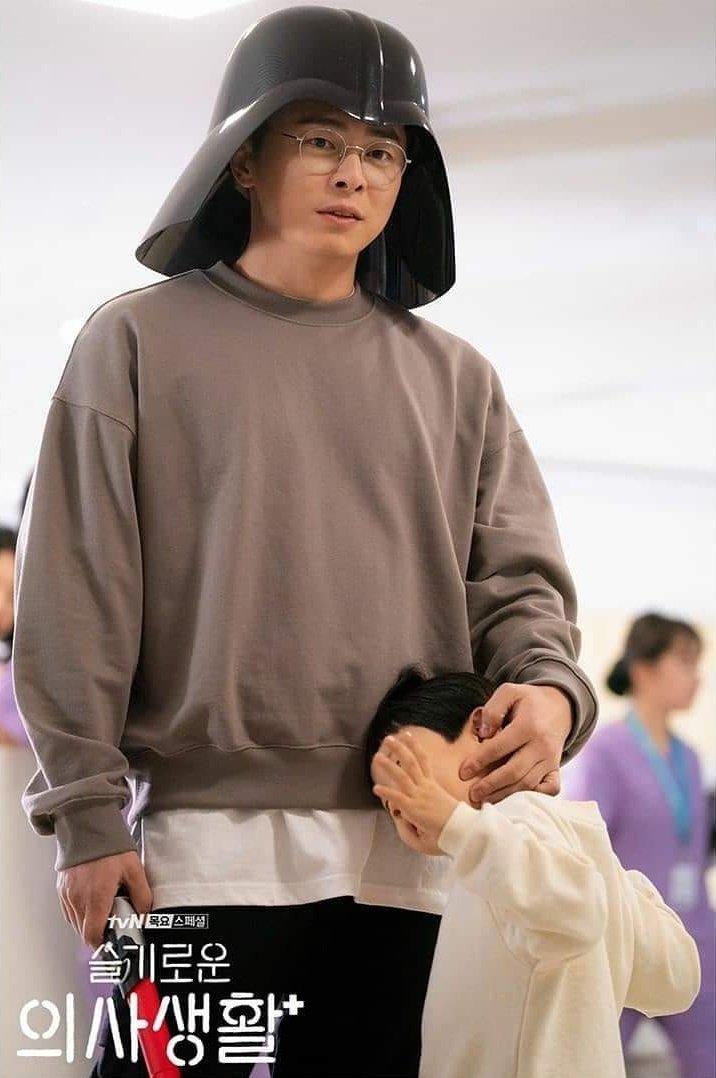 Ep. 1 - Darthvader helmet, gray sweatshirt and black sweatpants, black sweater and denim pants, scrub suit with headcap over darthvader helmet , brown jacket over light brown polo shirtBand perf: Lonely night