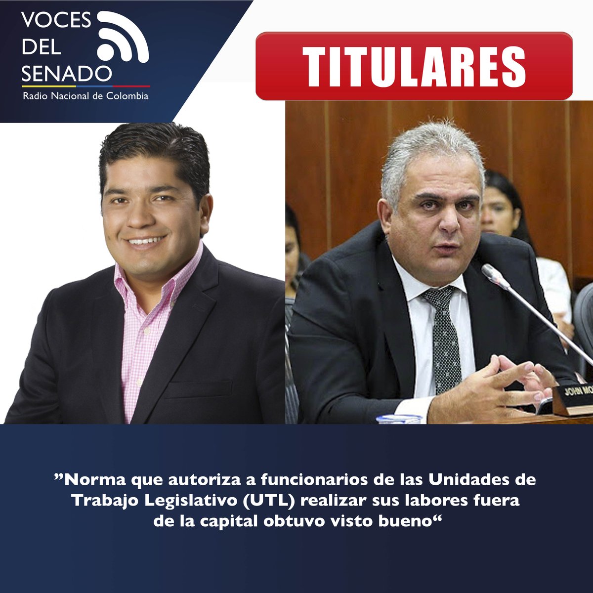 SenadoGovCo's tweet photo. En #VocesDelSenado🎙
A sanción presidencial pasaron PL que certifican prácticas laborales como experiencia profesional a recién graduados y permiten a funcionarios de UTL trabajar fuera capitales. Reacciones de @UtlJohn y @carlos_guevara 
Por @RadNalCo📻>> https://t.co/R8133qXiLN https://t.co/GYKoZAbyun