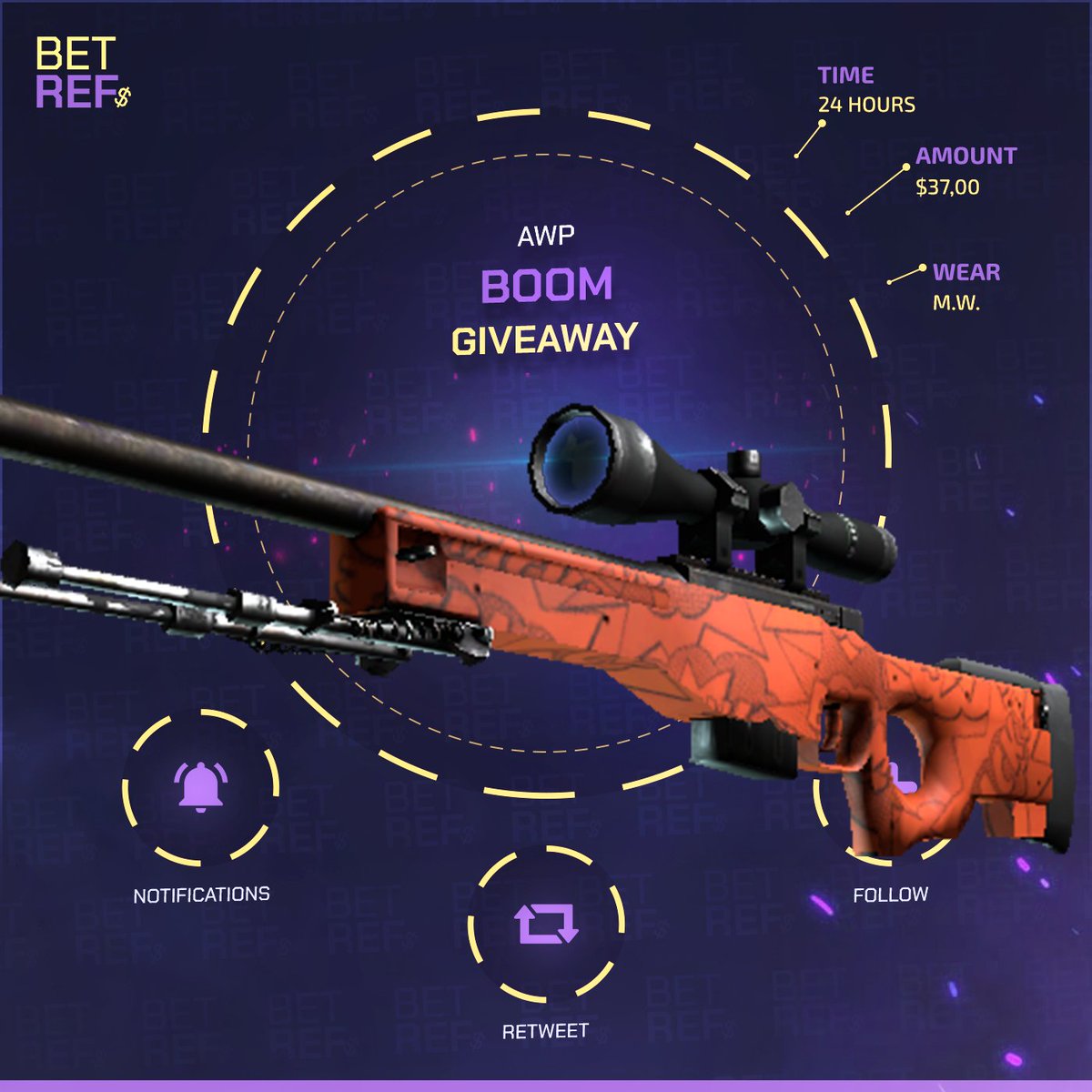 $37 GIVEAWAY! 🎃

AWP BOOM

✅ Retweet
✅ Follow us &amp; <a href="/DaddyskinsCSGO/">DaddySkins</a> 
✅ Visit betrefs.com
✅ Tag a Friend

24-HOURS, GO!