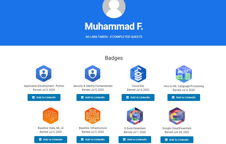 mFaheemAshiq's tweet photo. Completed 6 quests of Google Cloud Platform from Qwiklabs. A perfect place to get started Cloud Computing with hands-on practice with a 1-month free access.

My Qwiklabs Public Profile Link: 
https://t.co/jDIaS6ilUq

Free subscription Link: 
https://t.co/HUDK6eDQHQ

#cloudseekho https://t.co/Ka1Um4s6sI