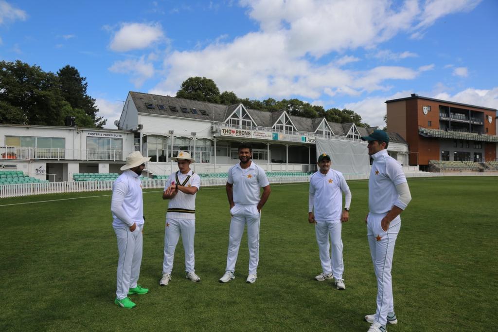 News99P's tweet photo. Pakistan Cricket Team started first intersquad scenario based practice match in Worcester.
#Pakistan #Cricket #PCB @TheRealPCB #ScenarioBased #PracticeMatch #Worcester #England #PAKvENG https://t.co/gRxG49TtZc
