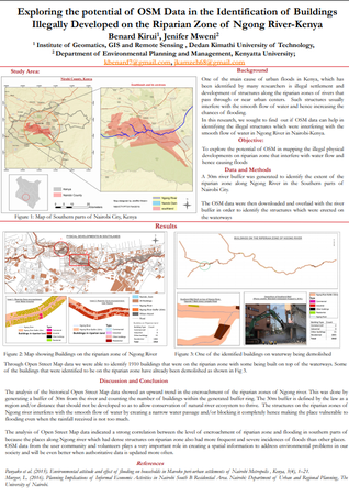 sotm's tweet photo. #sotm2020 #poster6 Exploring the potential use of OSM data to identify the buildings that were built on the riparian zone of Ngong River in Nairobi, Kenya. https://t.co/JVziizdzDs https://t.co/HZNWqExRRy