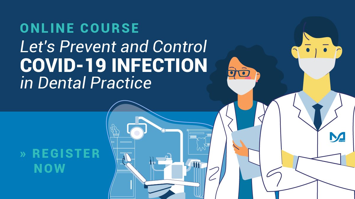 MBRUniversity's tweet photo. Do you work in the field of dentistry 🦷 and want to protect yourself, your colleagues, and your patients from COVID-19? Take our new course and learn about the best practices to prevent the spread of #COVID19 in dental settings. 

Register now: https://t.co/0aqXF8FvoV

#MBRU https://t.co/p7AFTsmukJ