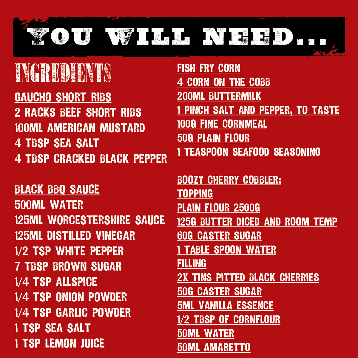 LIVE AT 5PM - Reds Sunday Service on Facebook Live! This week we've got our first studio audience watching the madness that is Scott &amp; James cooking. On tonights menu is Goucho Short Ribs, Black BBQ Sauce, Boozy Cherry Cobbler &amp; a Frozen Magarita!  Tune in or miss out!