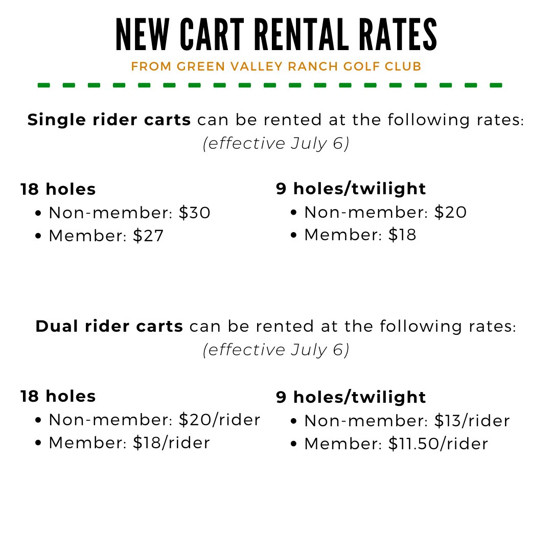 GVRgolfclub's tweet photo. EFFECTIVE TOMORROW: Check out the new rental cart policy and rates below! 🏌🏌️️
The ongoing pandemic continues to either enable us, or force us to make operational changes. We greatly appreciate your business, patience, and understanding.
#Denver #DenverGolf #GolfColorado https://t.co/oKlyKoTaiW