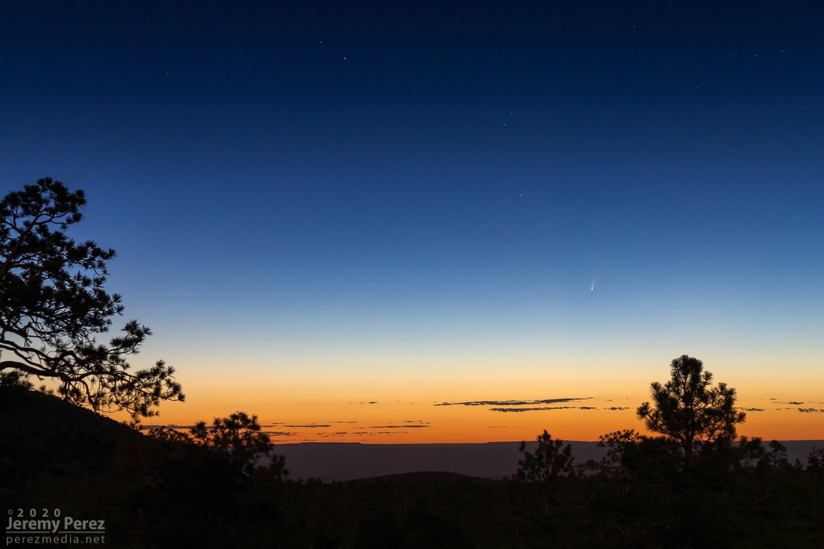 I have a strong dislike of early mornings—but so worth it today because wow is that comet beautiful! C/2020 F3 (NEOWISE) I was at Sunset Crater by 4AM. It was an easy naked-eye object, but really rewarding through binoculars. Last pic is closest to naked eye scale.
#neowise