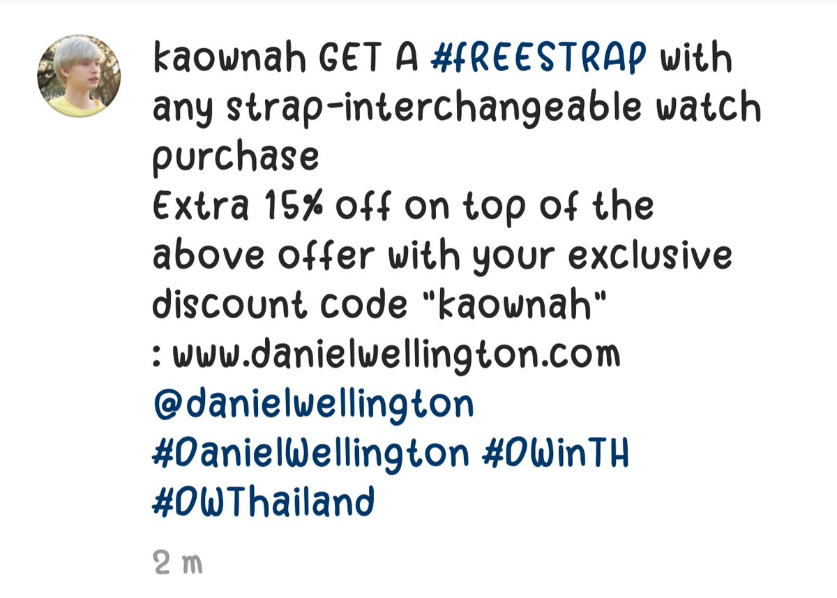 kaownah_fanclub's tweet photo. ⌚ ของมันต้องมีแล้วล่ะค่ะ
ไปช้อปกันได้ที่ https://t.co/v02rIrisn3
พร้อมรับส่วนลด 15% โดยใส่โค้ด "kaownah" 💚
#DWinTH
#FREESTRAP
#DWThailand
#DanielWellington
#kaownah
#ก้าวหน้าครับผม
#คนดีของก้าวหน้า
@kaownah9 https://t.co/8ip0Xq3dBI