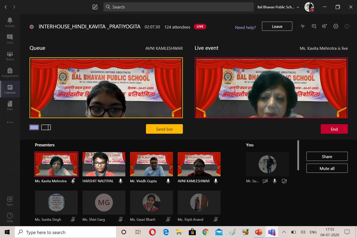 Sum_Deewan's tweet photo. Bal Bhavan Public School has conducted Interhouse Hindi poem recitation competition LIVE on microsoft TEAMS.#BBPSMV
#ProducingliveEvent
#MicrosoftTeams
@BBPSMV @MicrosoftEDU @vividh87 @JuanaTech https://t.co/Gng9gStQ37