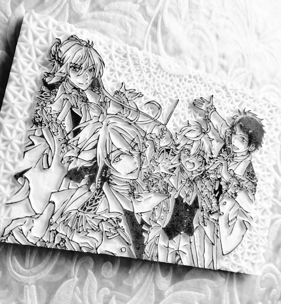 #描いた絵をモノクロにしていくとかっこいい

ハンコだと元が白黒だからさほど変わらないな? 