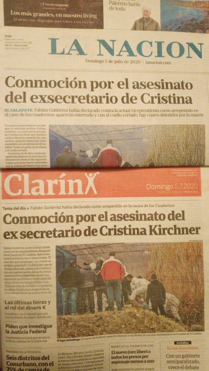 FernandezAnibal's tweet photo. ¿Que posibilidad matematica existe de que coincidan en el mismo titulo de tapa? 
La Nacion y Clarin no hacen periodismo, se comportan como corporaciones de negocios. https://t.co/hXO6HdlRdb
