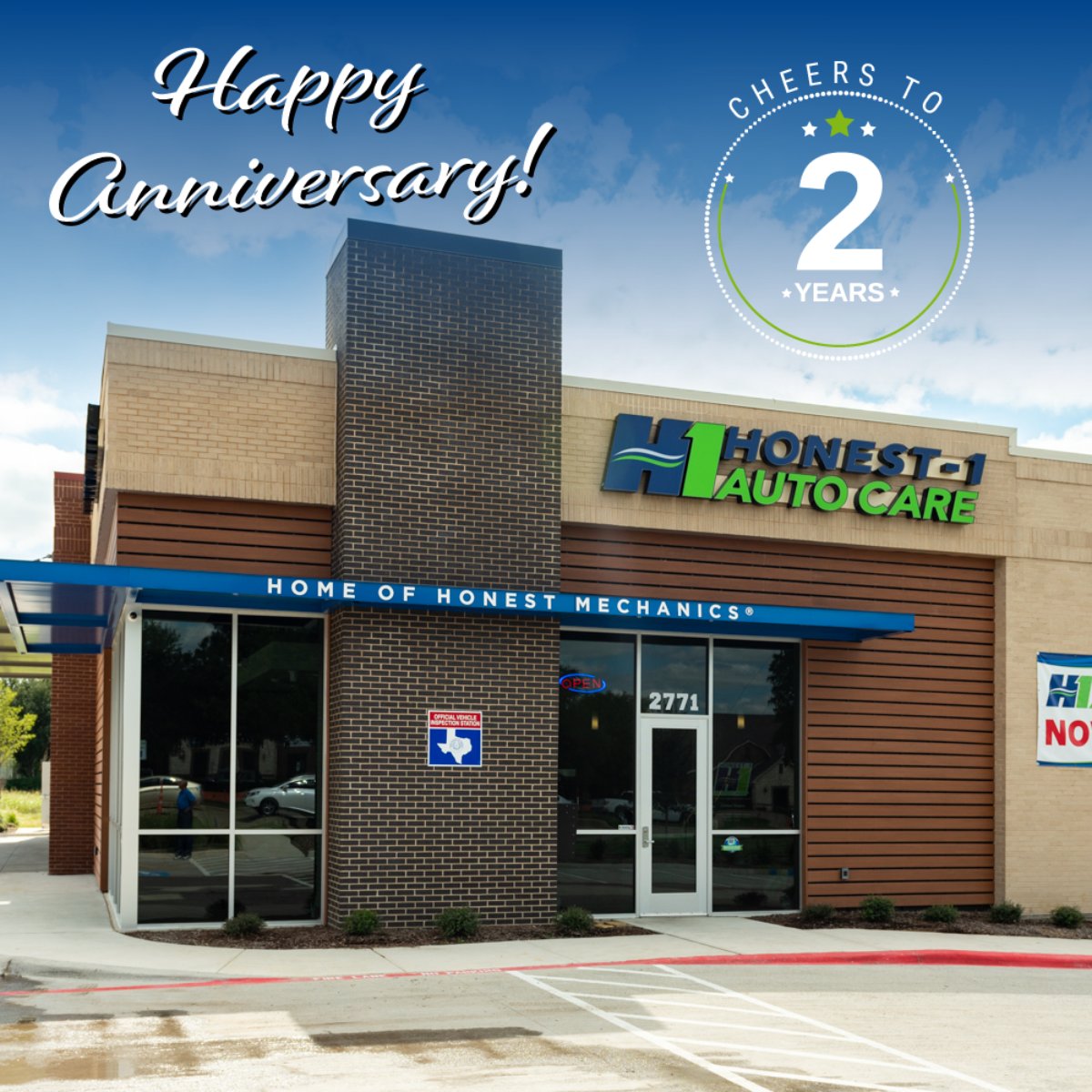 H1AutoMcKinney's tweet photo. Cheers to 2 years! We're proud to be locally owned and operated and involved in such an outstanding community. We provide discounts to  those who serve us all like 1st responders, teachers and veterans. Stay safe McKinney, and thanks to everyone for your continued support! https://t.co/iOZmvQ38ky