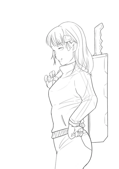 線画描いた後にズレに気づくともうあきらめたくなる 