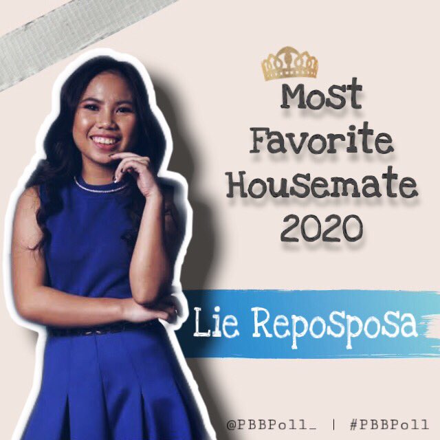 PBBPoll_'s tweet photo. OUR MOST FAVORITE HOUSEMATE 2020

Congratulations,
LIE REPOSPOSA! 🎊🎉🎊

#PBBPoll
#MostFavoriteHousemate2020 https://t.co/fucja0jxXQ