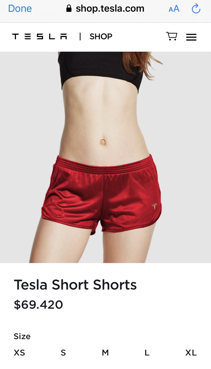 Dave Lee on Twitter: "What the heck? $69.420 for Tesla short shorts.  🤷🏻‍♂️🤣 https://t.co/oG9gMFmm6U" / Twitter