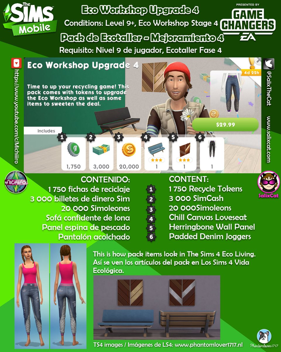 SalixTheCat's tweet image. Eco Workshop Upgrade packs (part 2/2) @TheSimsMobile Different packs will be offered as you level up the Workshop.
Thanks @Phantoms1717 for #TheSims4 Eco Living pictures 💕
salixcat.com/novedades/7-ju…
#TheSimsMobile #LosSimsMovil #TheSims #LosSims