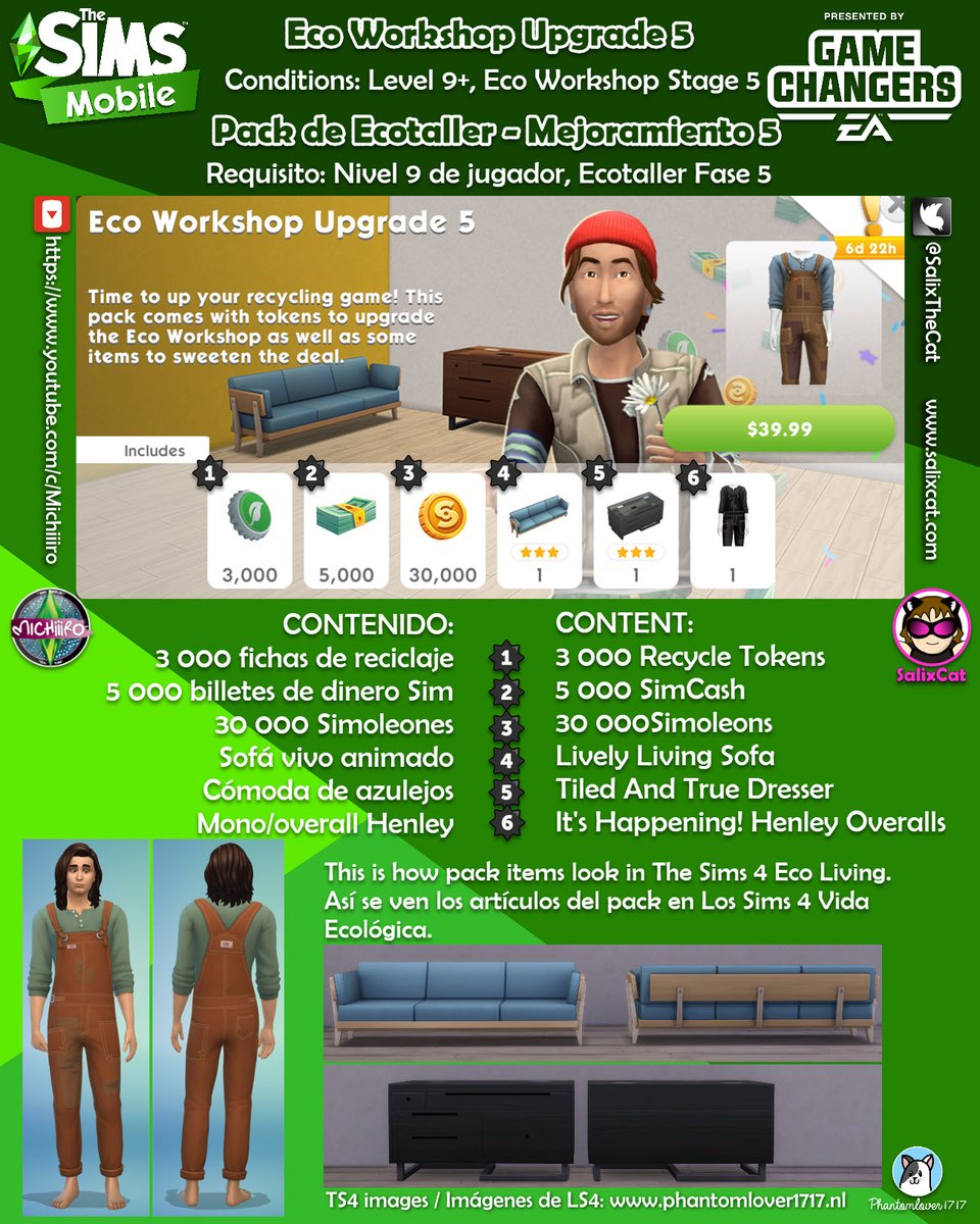 SalixTheCat's tweet image. Eco Workshop Upgrade packs (part 2/2) @TheSimsMobile Different packs will be offered as you level up the Workshop.
Thanks @Phantoms1717 for #TheSims4 Eco Living pictures 💕
salixcat.com/novedades/7-ju…
#TheSimsMobile #LosSimsMovil #TheSims #LosSims