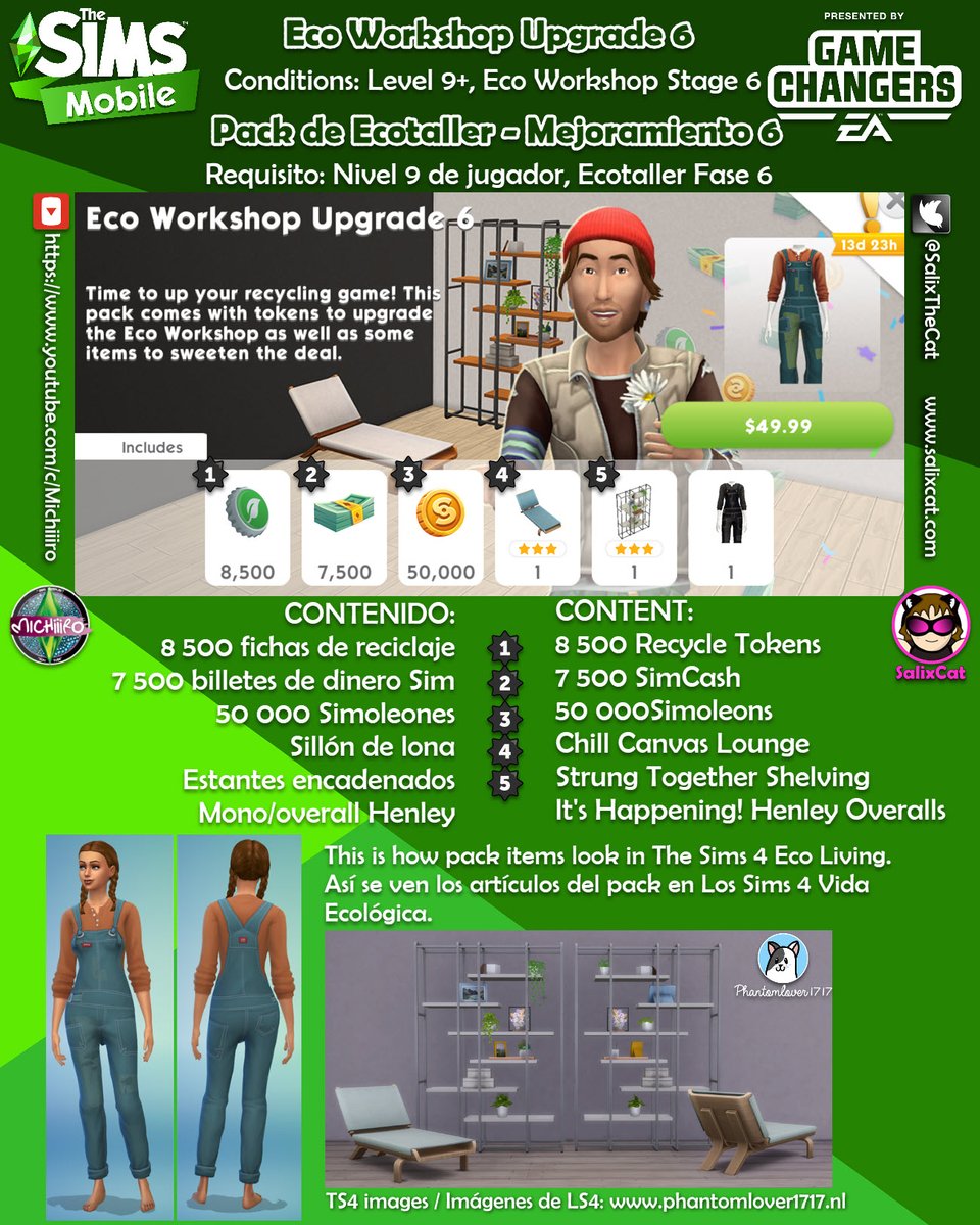 SalixTheCat's tweet image. Eco Workshop Upgrade packs (part 2/2) @TheSimsMobile Different packs will be offered as you level up the Workshop.
Thanks @Phantoms1717 for #TheSims4 Eco Living pictures 💕
salixcat.com/novedades/7-ju…
#TheSimsMobile #LosSimsMovil #TheSims #LosSims