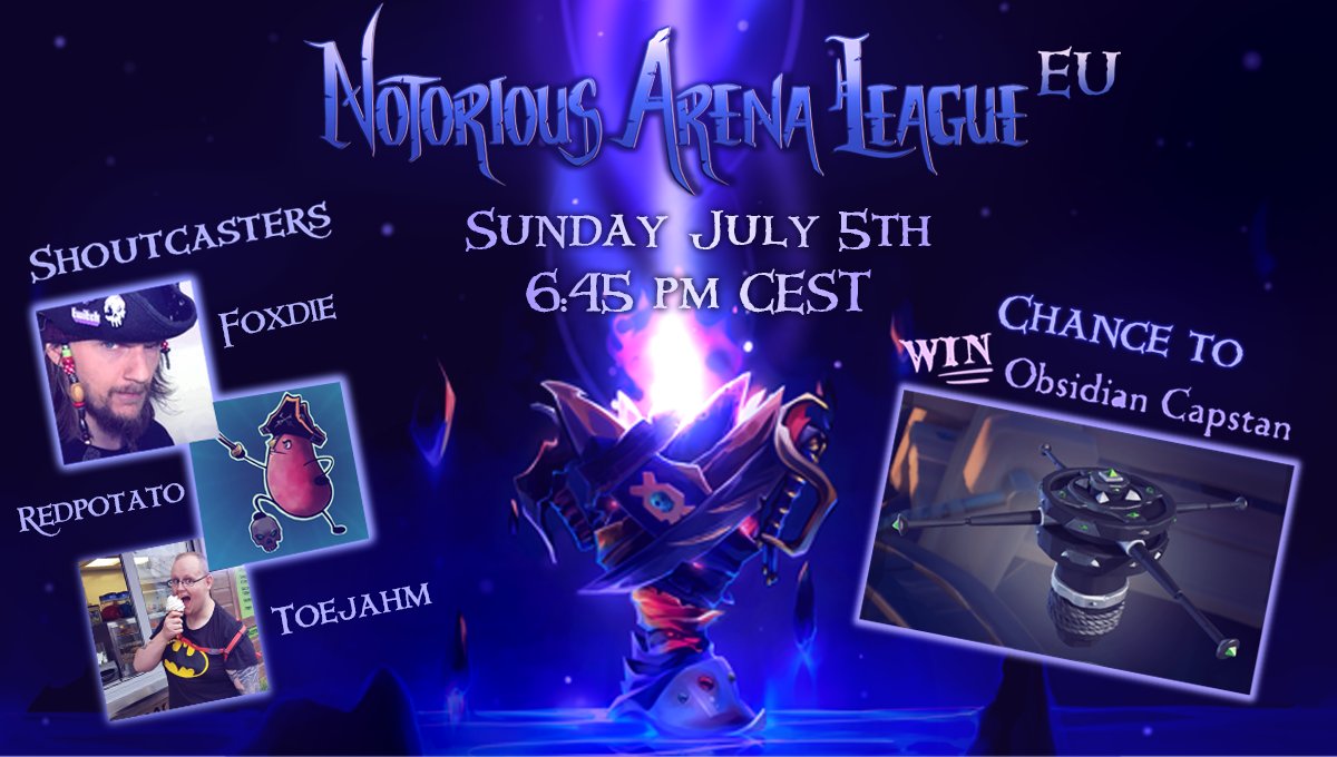 NotoriousArena's tweet photo. We are still live with the NAL EU League over on #twitch! Come catch the action and competitive spirit of our teams as our shoutcasters give you all the PvP details!
https://t.co/k4ofNYLpou
#SeaOfThieves #EUNAL #SoTArena #Giveaway https://t.co/6rtMV7M5Lp