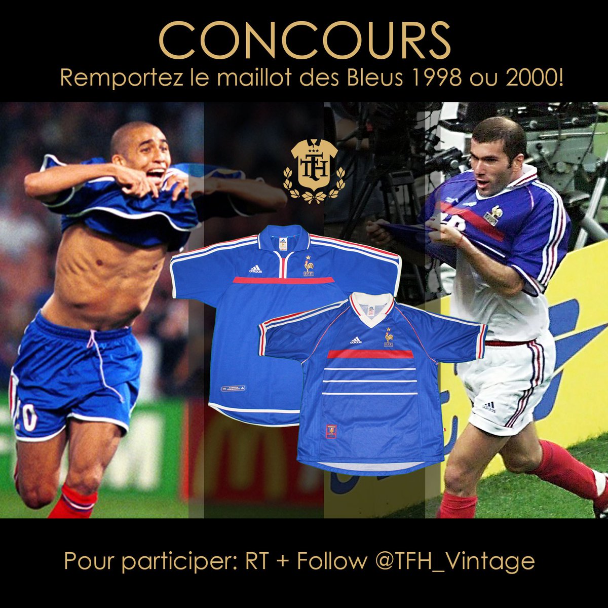 TFH_vintage's tweet photo. 🎁Concours!!

Pour célébrer les 20 et 22 ans des deux victoires françaises, #TFH vous gâte! 

Vous êtes plutôt: stress du but en or ou " Et 1, et 2 et 3 zéro"? 

The Football Heritage vous laisse le choix ⚽️

RT + Follow pour participer https://t.co/6jWMo0qsGu