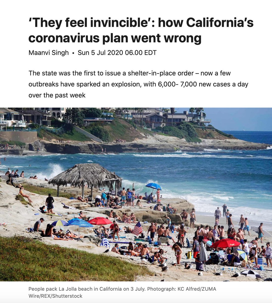 Doctor in CA says COVID patients are almost all people of color working in food plants, nursing homes or low-wage service jobs. What's the photo media uses to illustrate the crisis? A beach, where people are outdoors and spaced out. This is a form for misinformation.  @RanuDhillon