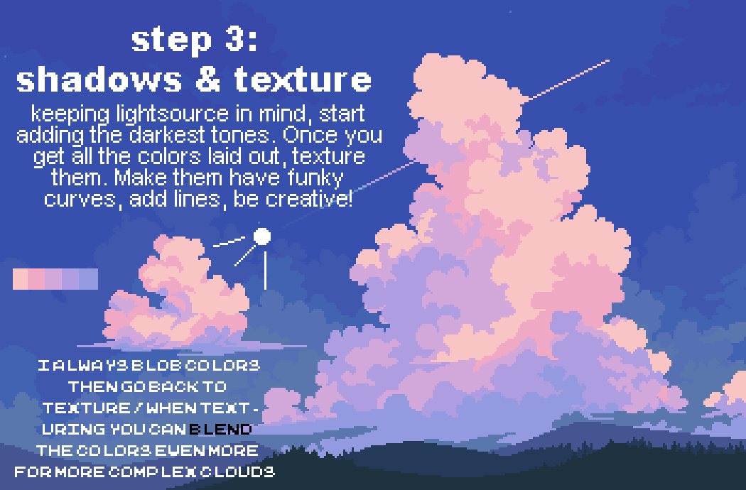 16pxl's tweet image. my cloud tutorial w alternate colors ! ✨💕 #pixelart