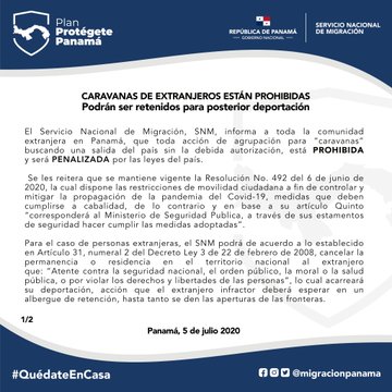 nexnoticias's tweet photo. Migración advierte que caravanas de migrantes están prohibidas, y podrán ser retenidos para posterior deportación. https://t.co/RulbN8aDfd