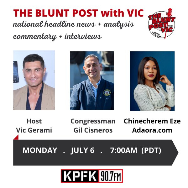 vicgerami's tweet photo. .@RepGilCisneros is my special guest on tomorrow’s #TheBluntPostWithVic on @KPFK 90.7 FM @GilCisnerosCA #GilCisneros #VicGerami @premiumbusiness @kayvz https://t.co/xwLX0XPwAw