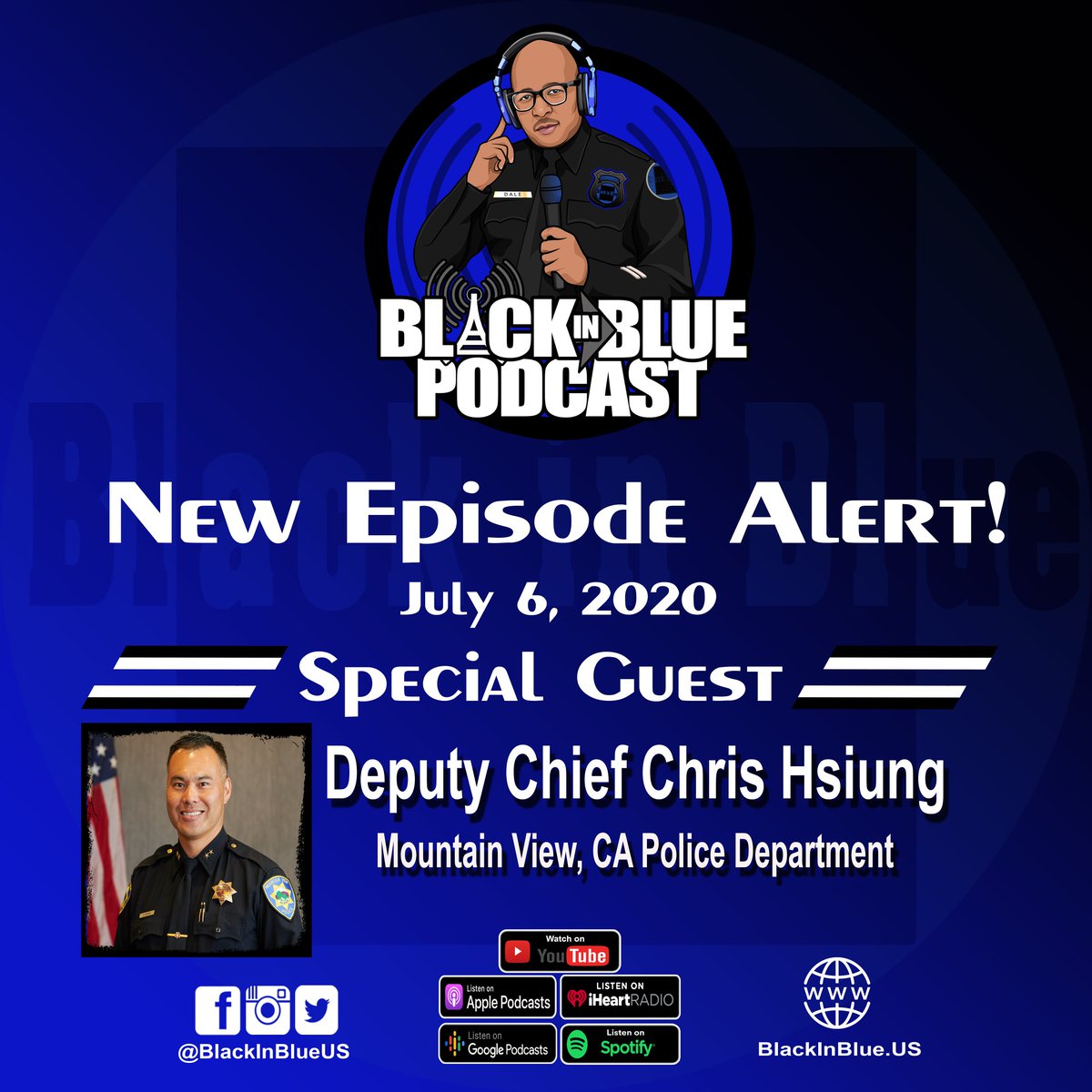 A new episode of the Black in Blue Podcast drops tomorrow! Check it out on all the major podcast platforms and YouTube!
.
.
#NextEpisode #Podcast #ChineseAmerican #PoliceLeader #DeputyChief #MountainViewCalifornia