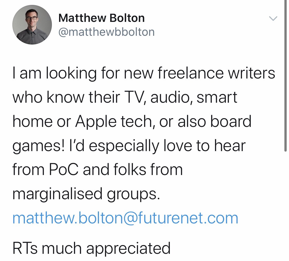 . @matthewbbolton wants to connect with freelancers for  @T3dotcom, and their rate is usually 14p per word