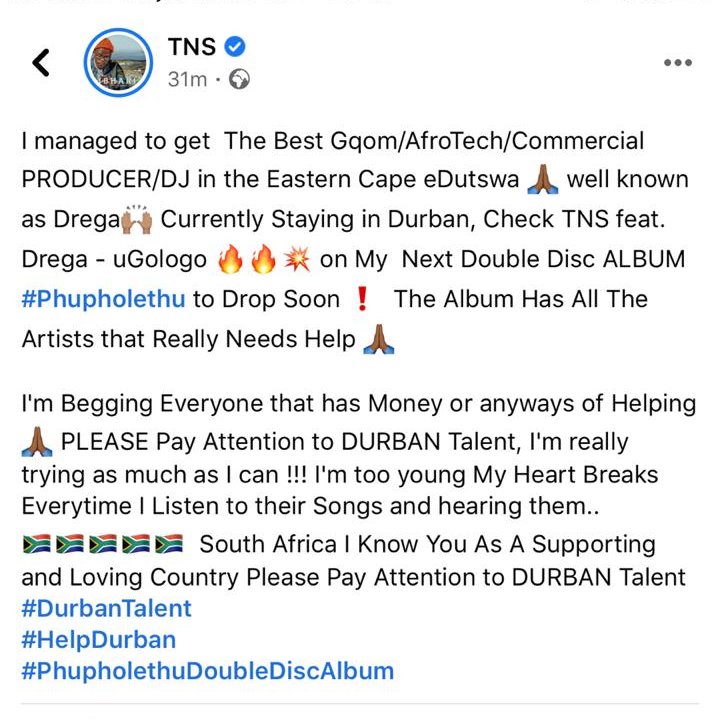 🙏🏾🙏🏾🙏🏾I can't for Phupholethu Double Disc Album To Drop so my brother's and sisters on the feature get help from all over the world🙏🏾 #HelpDurbanArtists  #AllDurbanTalent