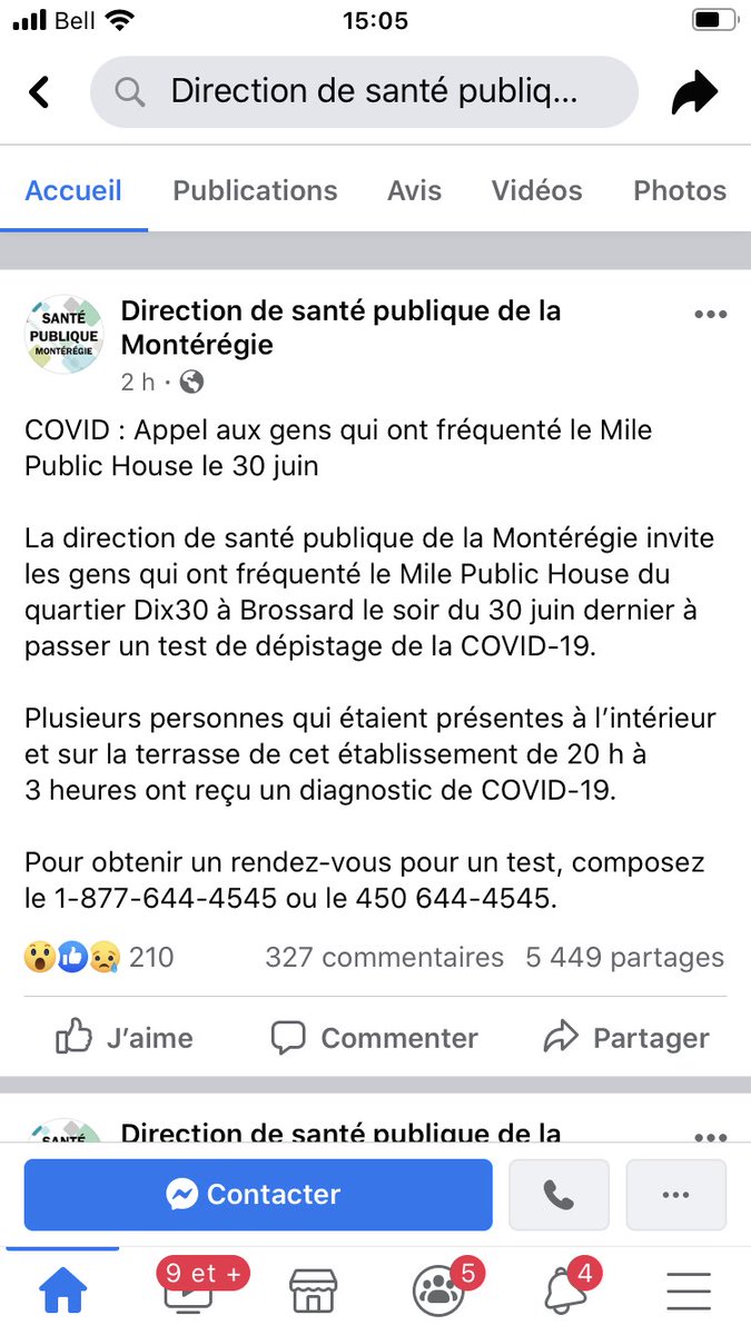 melissa_francoi's tweet image. Des clients du quartier #DIX30 à Brossard ont été contaminés au Mile Public House. Voici l’appel de la santé publique #COVID__19