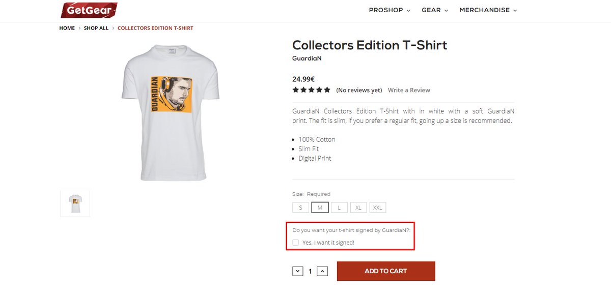 We have received a lot of requests to have the T-Shirts signed by GuardiaN. We heard you, and have now added this as an option on our website. Handy, don't you think? 🤓Make sure you click "Yes" when buying yours! getgear.com/collectors-edi…