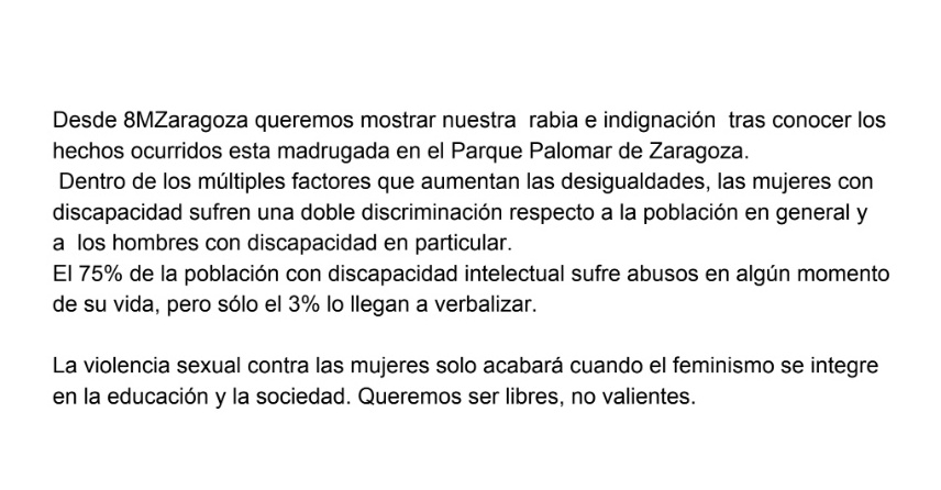 8_mzgz's tweet photo. Tras lo sucedido esta madrugada en #Zaragoza la Asamblea 8MZGZ convoca una #RespuestaFeminista 

🗓 Lunes 6 
🕖 19 h 
📍 Calle Rioja con Avenida de Madrid 

Ni Una Agresión Sin Respuesta ✊ 
@HuelgaFeminista
@8MAragon https://t.co/rDCp0xjCpF